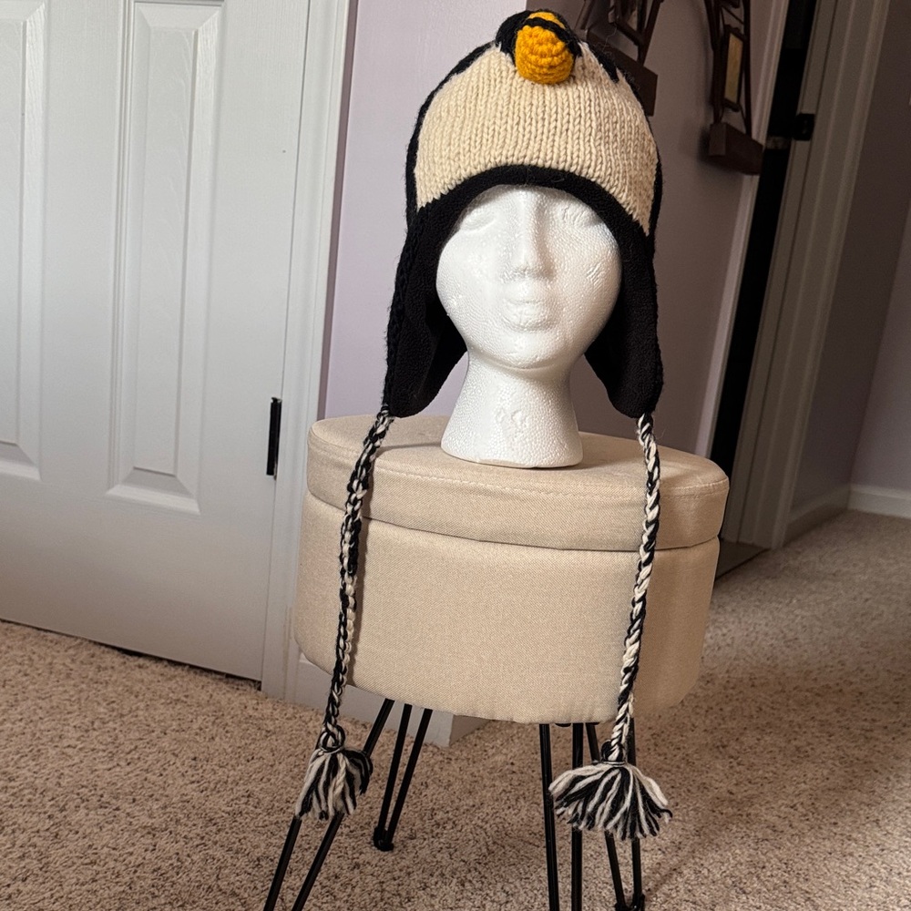 Cost Plus World Market Penguin Knit Hat - Black and Cream